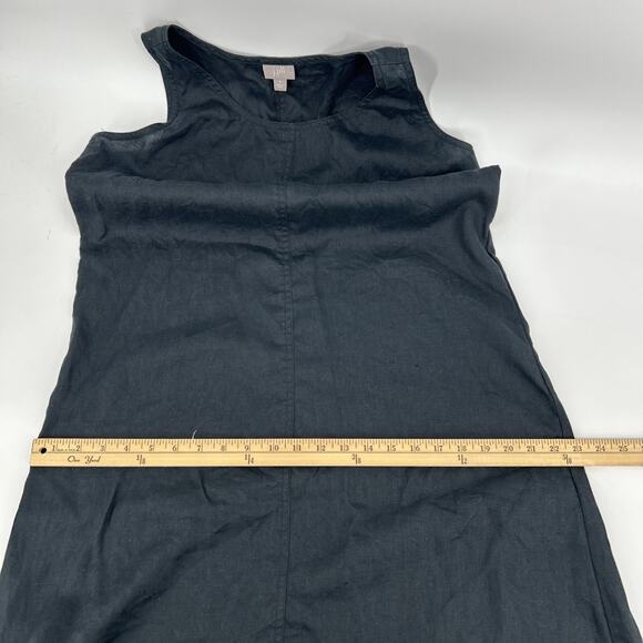 J. Jill Black Linen Tank Dress Size M Maxi Sleeveless A-Line Minimalist Resort - Picture 6 of 9